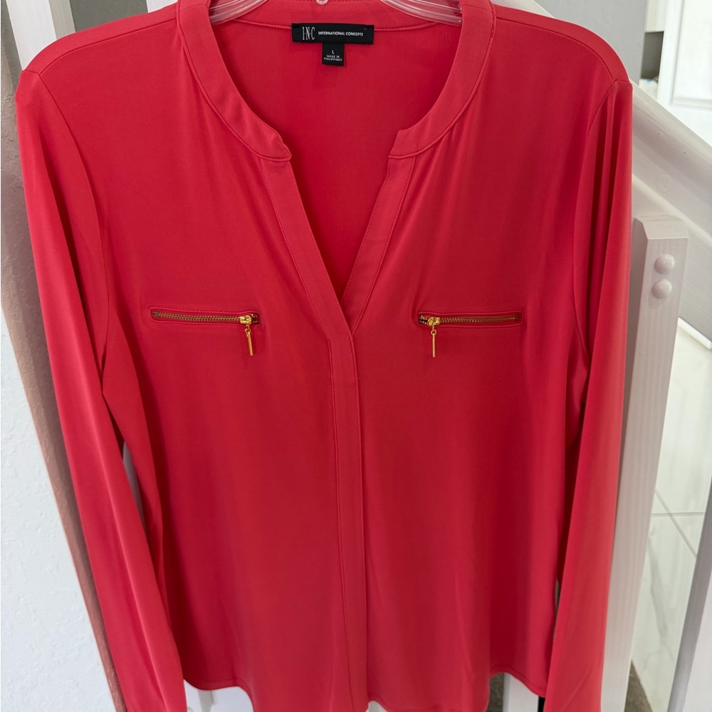 INC International Concepts Women's Vibrant Red Blouse